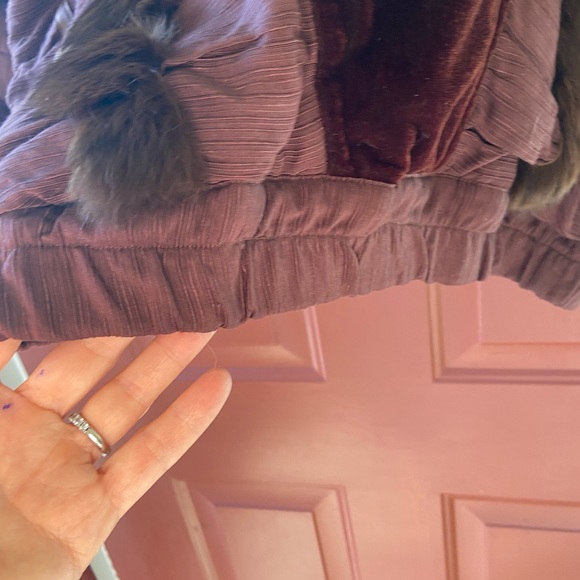 Chocolate Brown Velvet and rabbit fur on Nikki Crepe coat/jacket- size medium - Picture 8 of 8